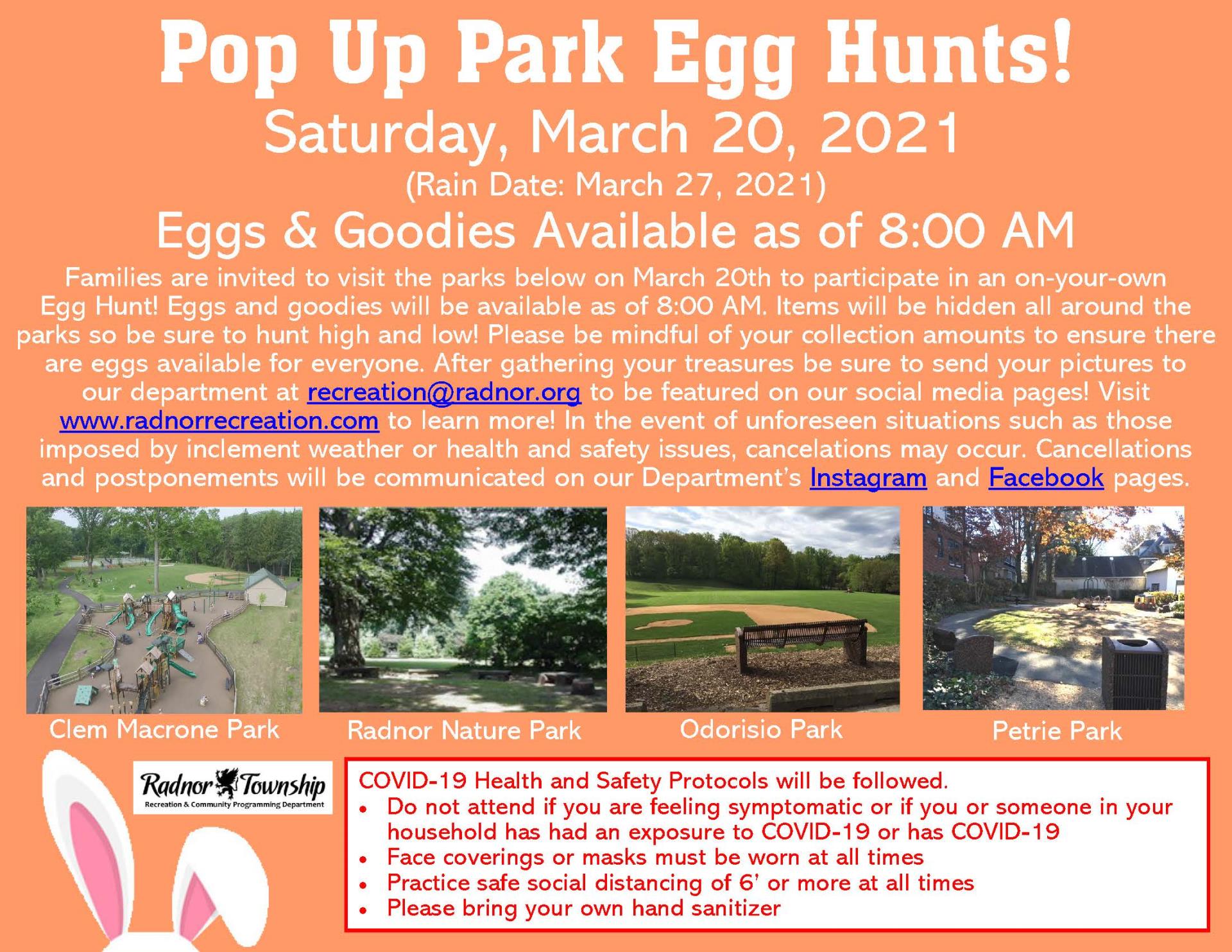 2021 Pop Up Egg Hunts Multi Location Flyer